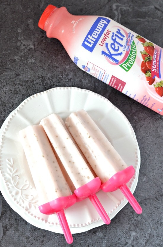 strawberry kefir popsicles in a star popsicle mold