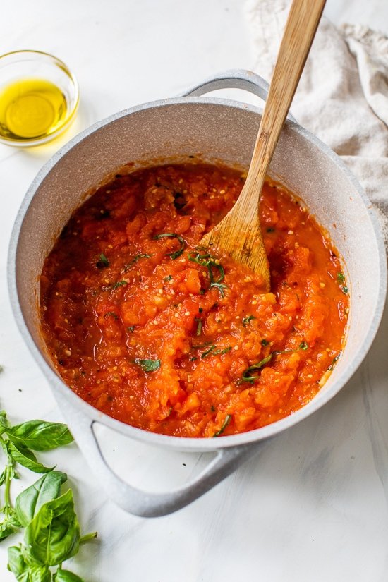 Tomato Sauce in a pot.