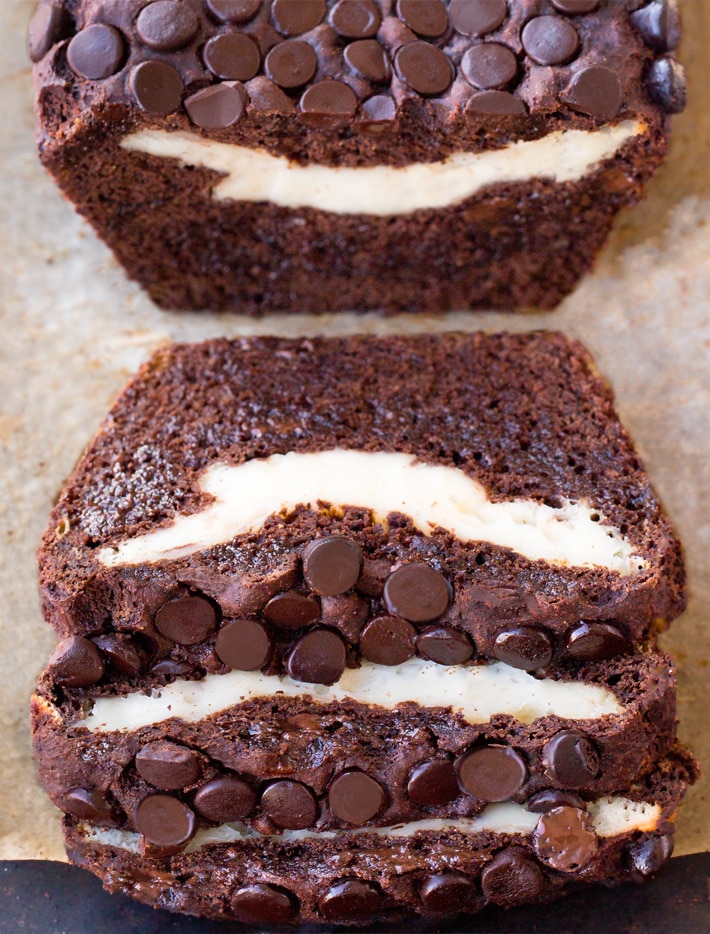 Chocolate Cheesecake Stuffed Banana Bread