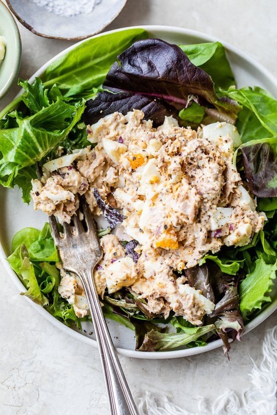 Tuna Egg Salad on lettuce