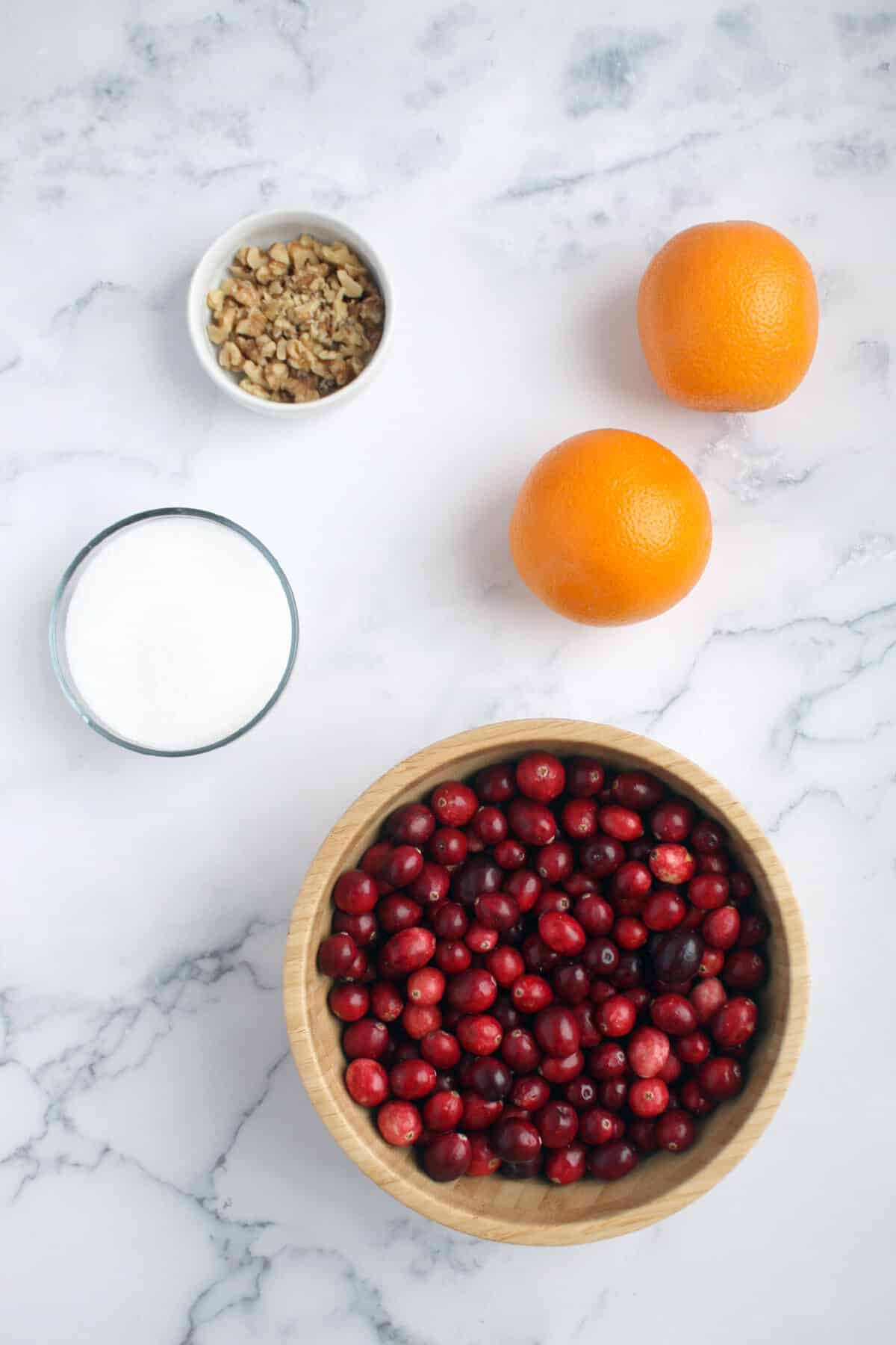 the ingredients for cranberry orange relish