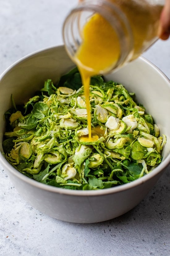 Kale and Brussels Sprouts with dressing