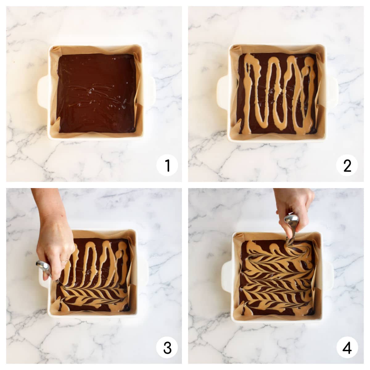 how to create a peanut butter swirl on top of fudge