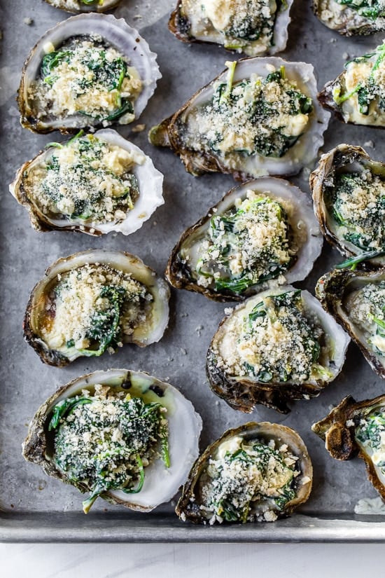 Oysters with spinach