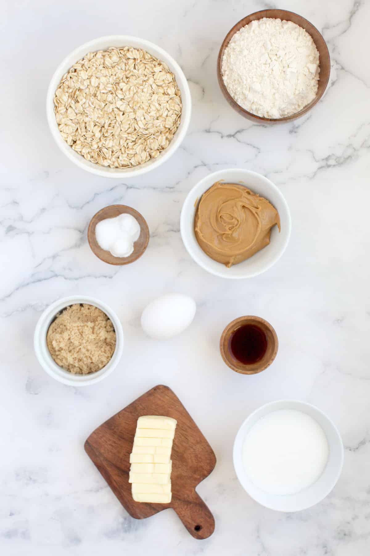 the ingredients for peanut butter oatmeal cookies