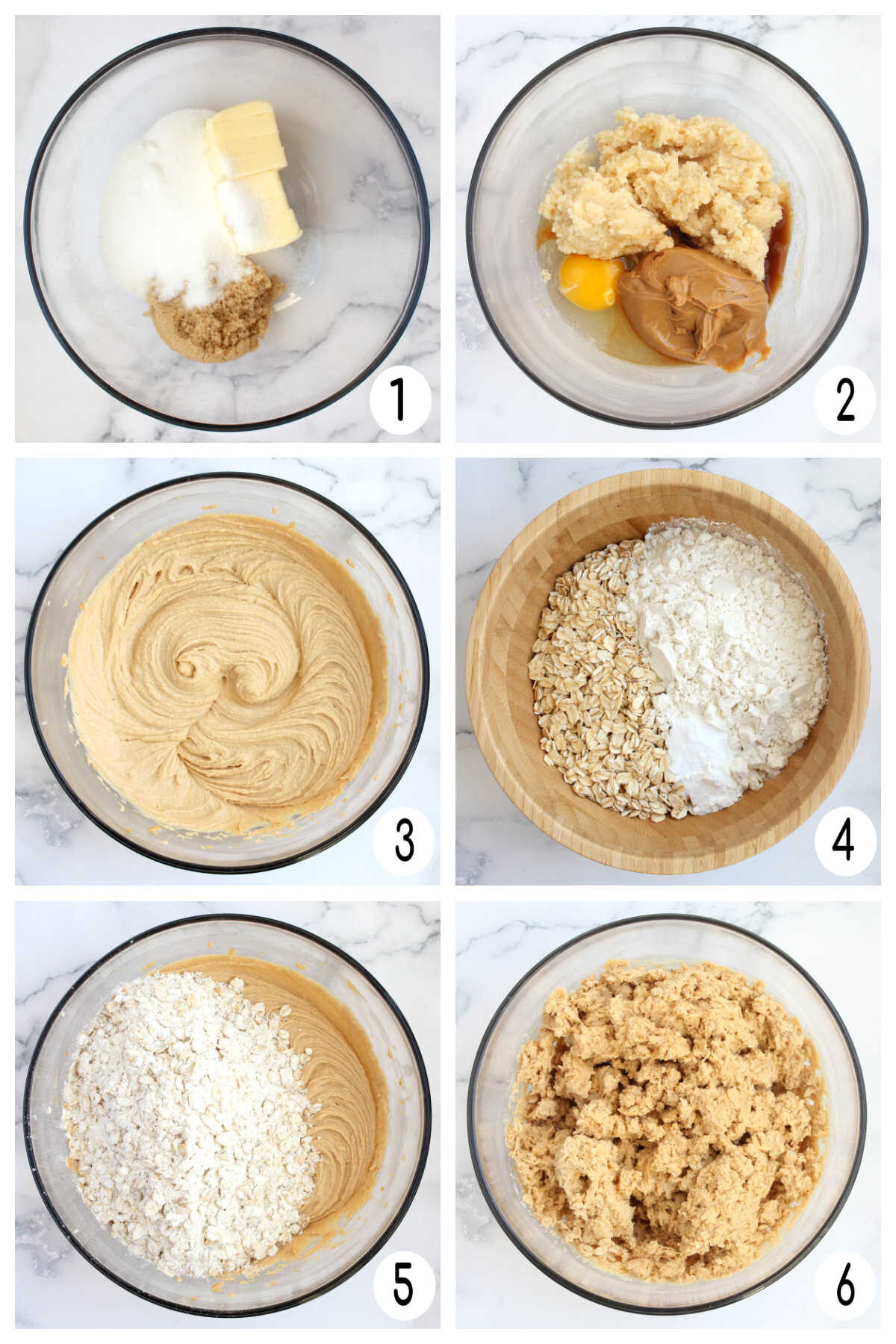 process shots for how to make peanut butter oatmeal cookies