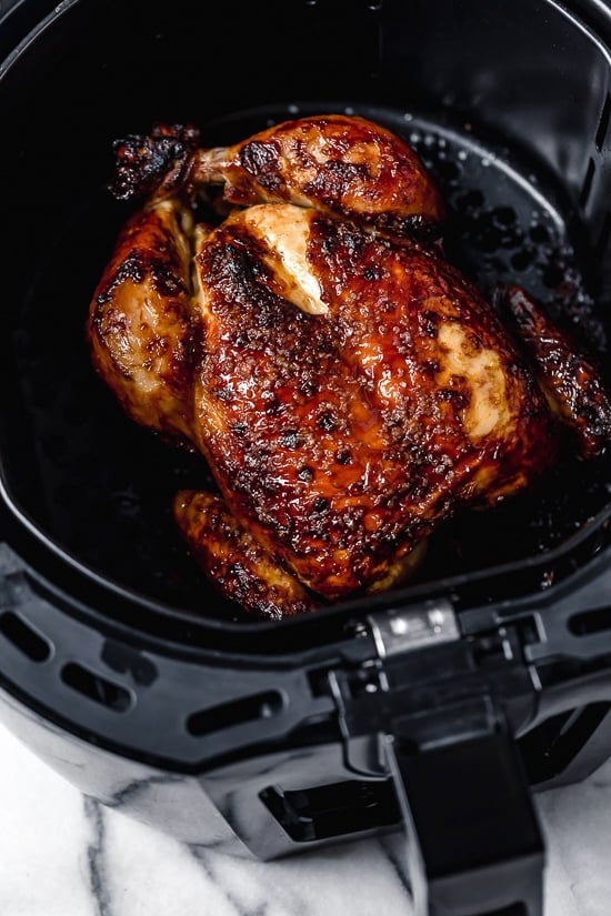 This Buttermilk-Marinated Air Fryer Whole Roasted Chicken comes out unbelievably juicy and delicious, and it's so easy to make, just 3 ingredients!