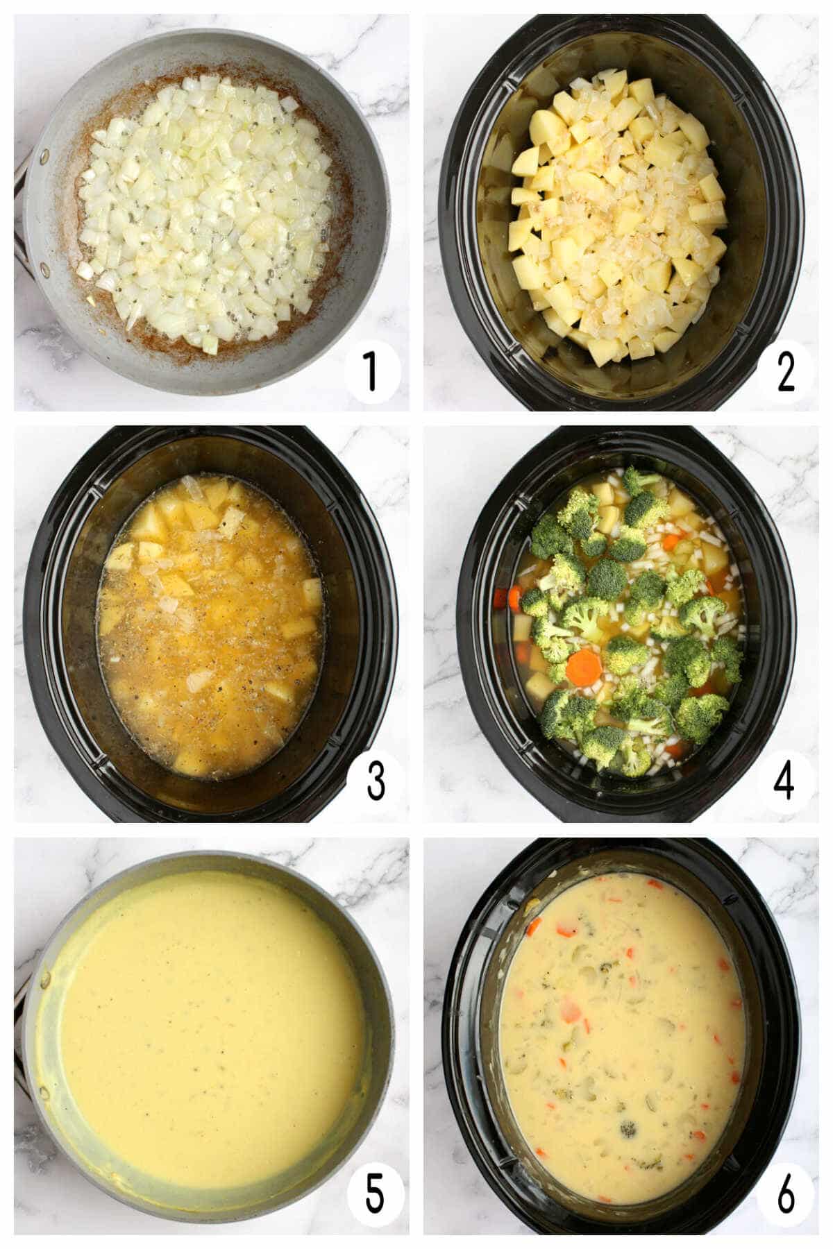 process shots for how to make crockpot vegetable soup