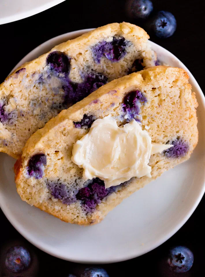 Keto Blueberry Bread slices with butter