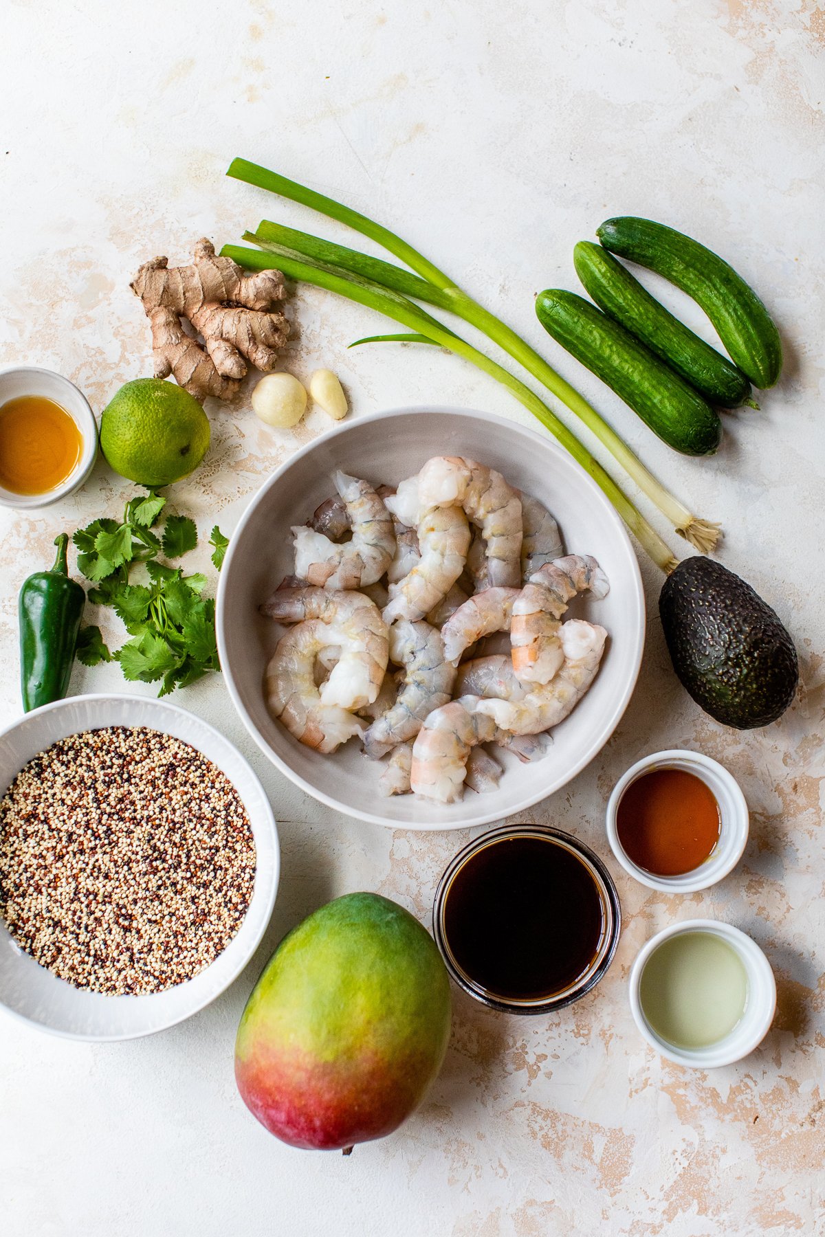 Teriyaki Shrimp Quinoa ingredients