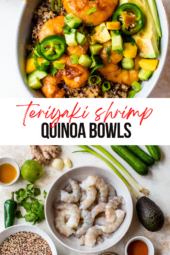 Teriyaki Shrimp Quinoa Bowls with Mango-Cucumber Salsa