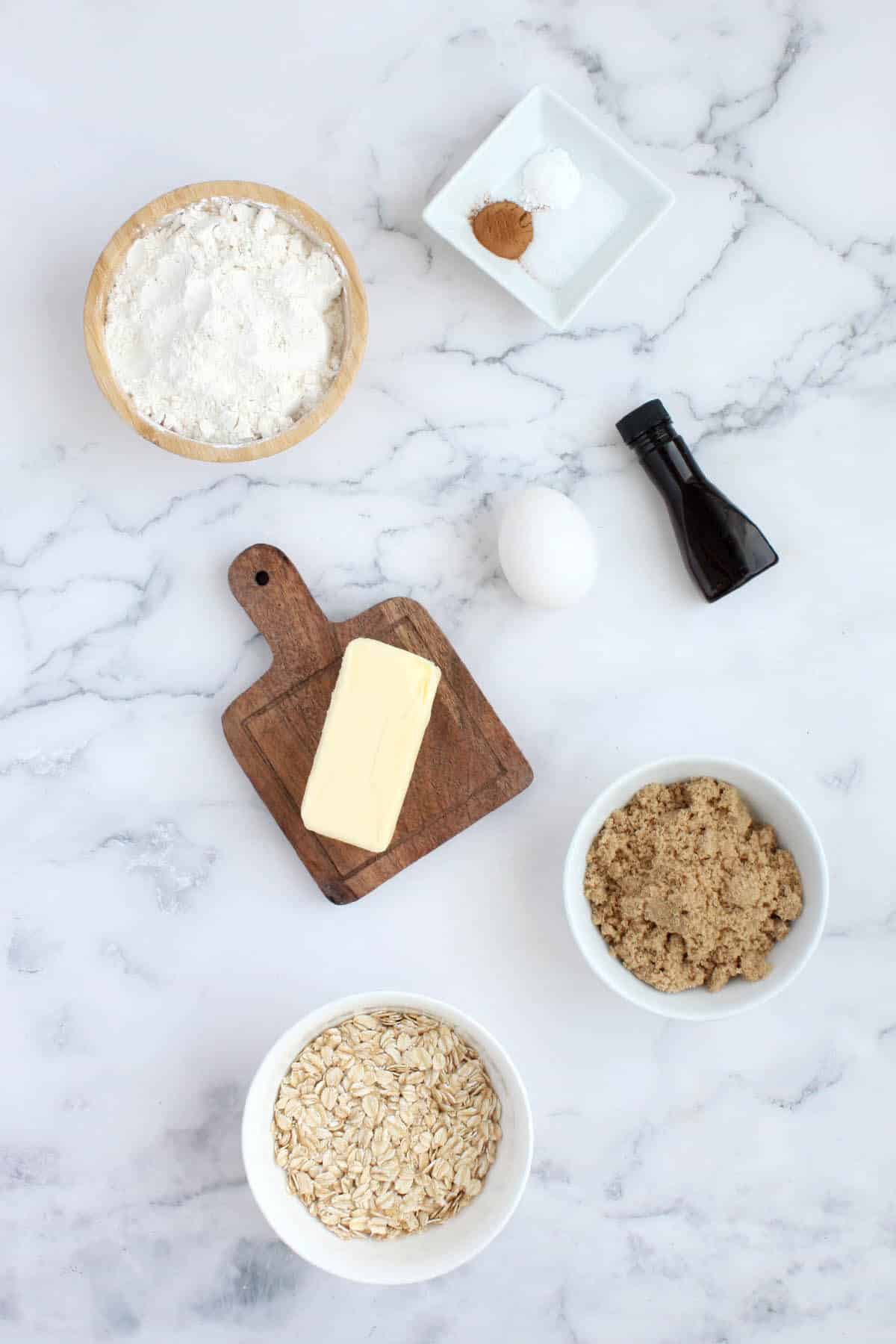 ingredients for oatmeal cookie crust