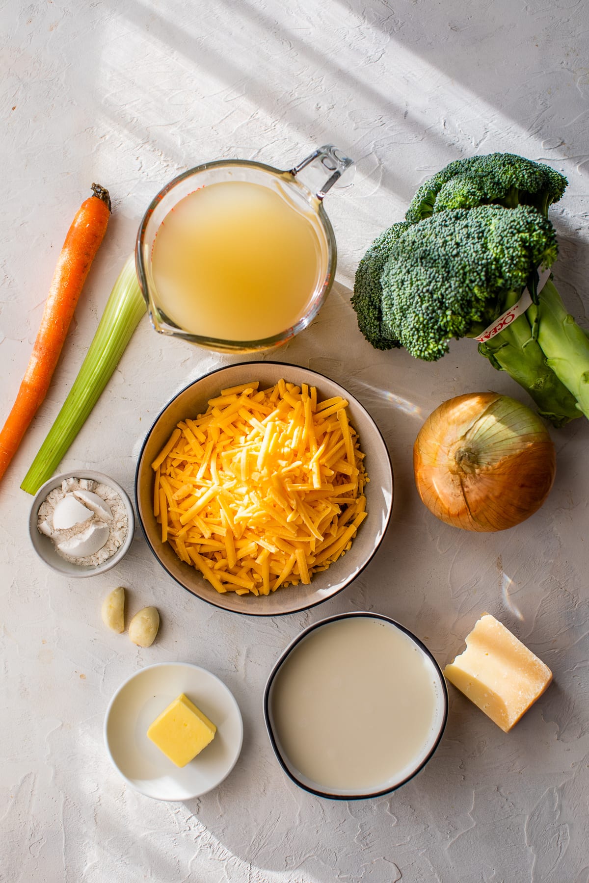 Ingredients for Broccoli Cheddar Soup