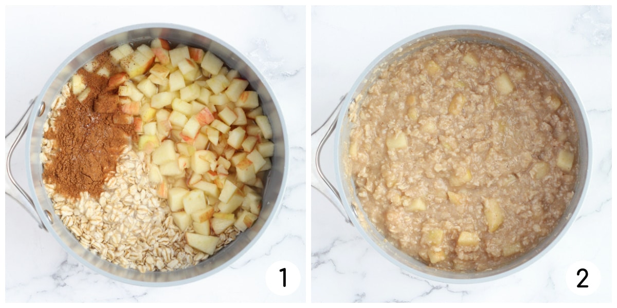 process shots for how to make apple cinnamon oatmeal