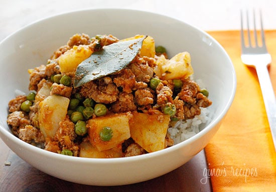 Spring peas, ground turkey, cumin, cilantro and potatoes come together to create this quick comforting weeknight dish.