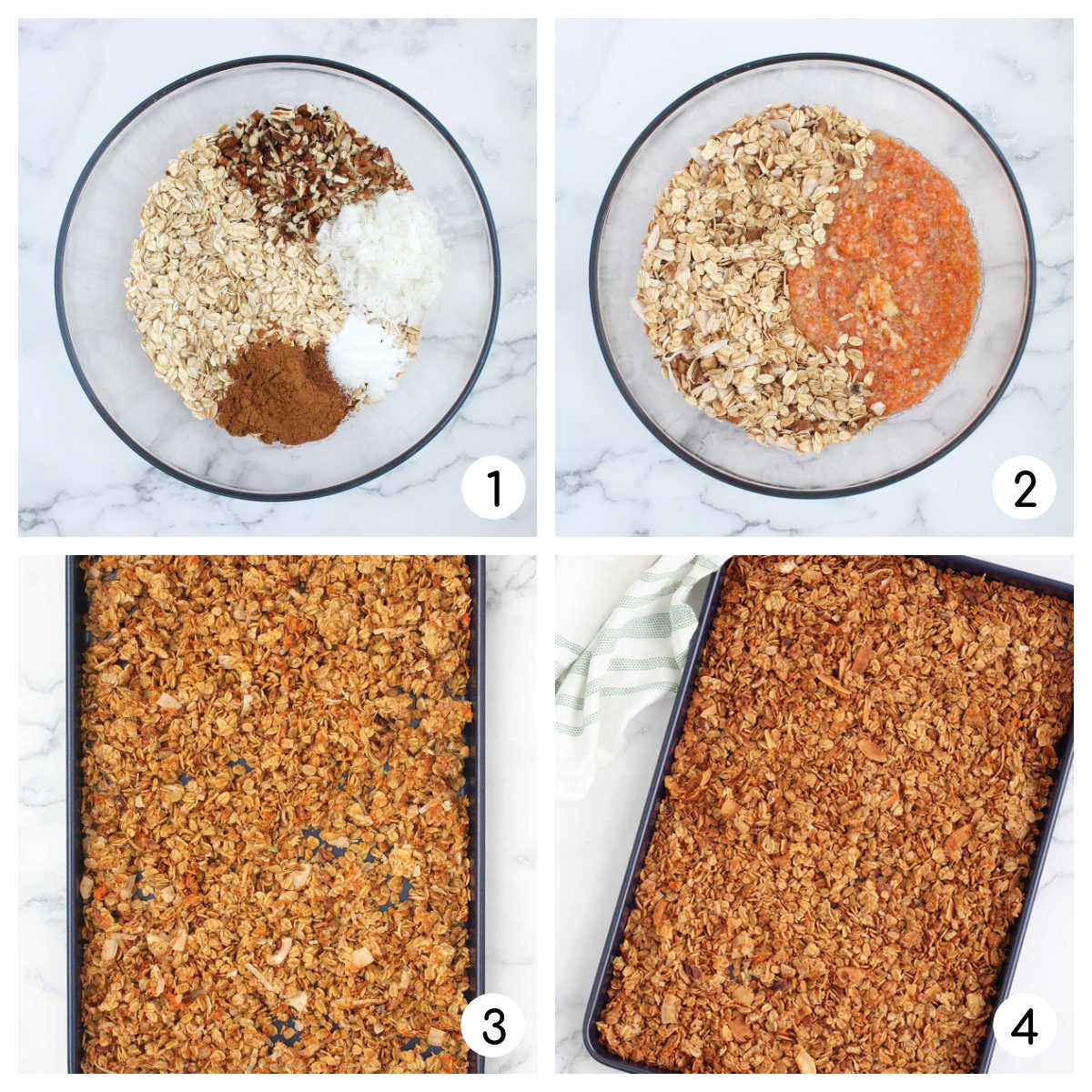 process shots for how to make carrot cake granola