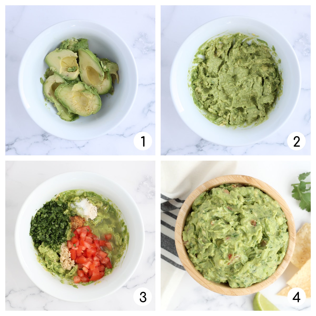 process shots for how to make homemade guacamole