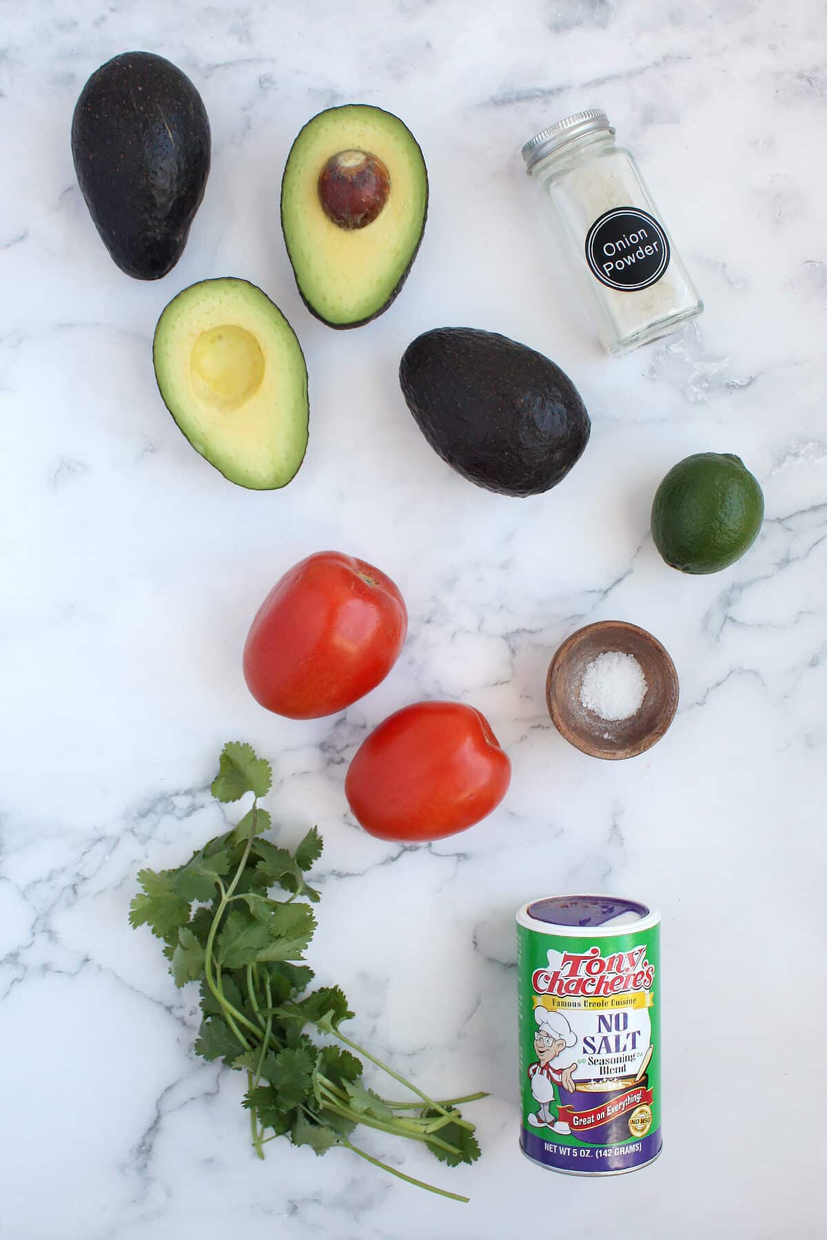 ingredients for making homemade guacamole