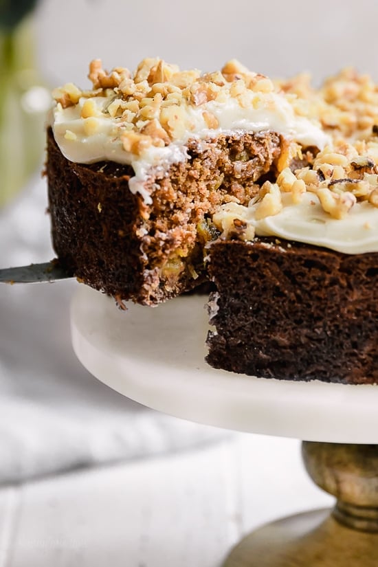 This super moist carrot cake recipe is perfect for Easter or anytime of the year. Made with a can of crushed pineapple which makes it very moist, without adding a ton of fat.