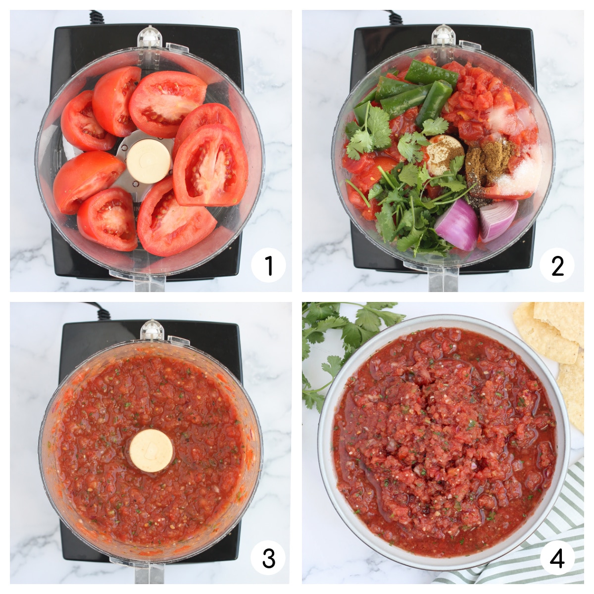 process shots for how to make homemade salsa