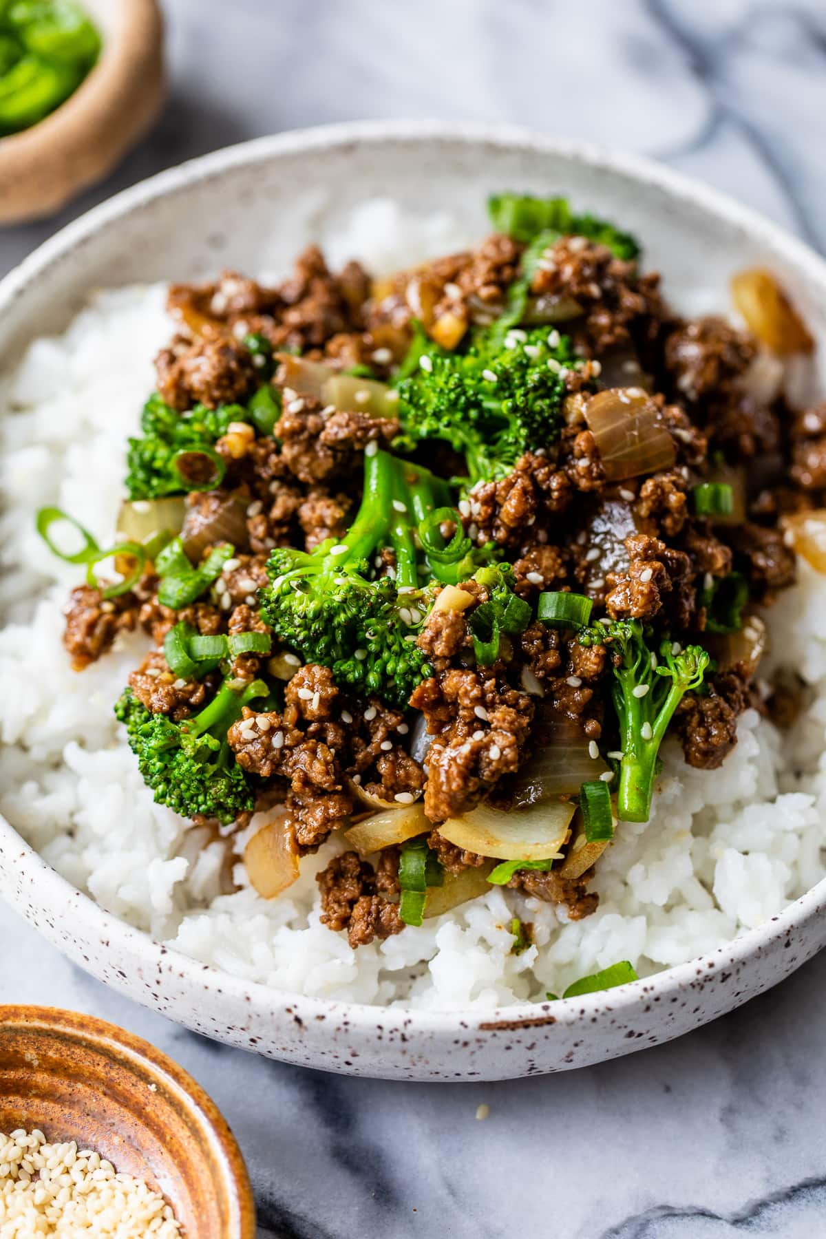 Ground Beef and Broccoli over rice