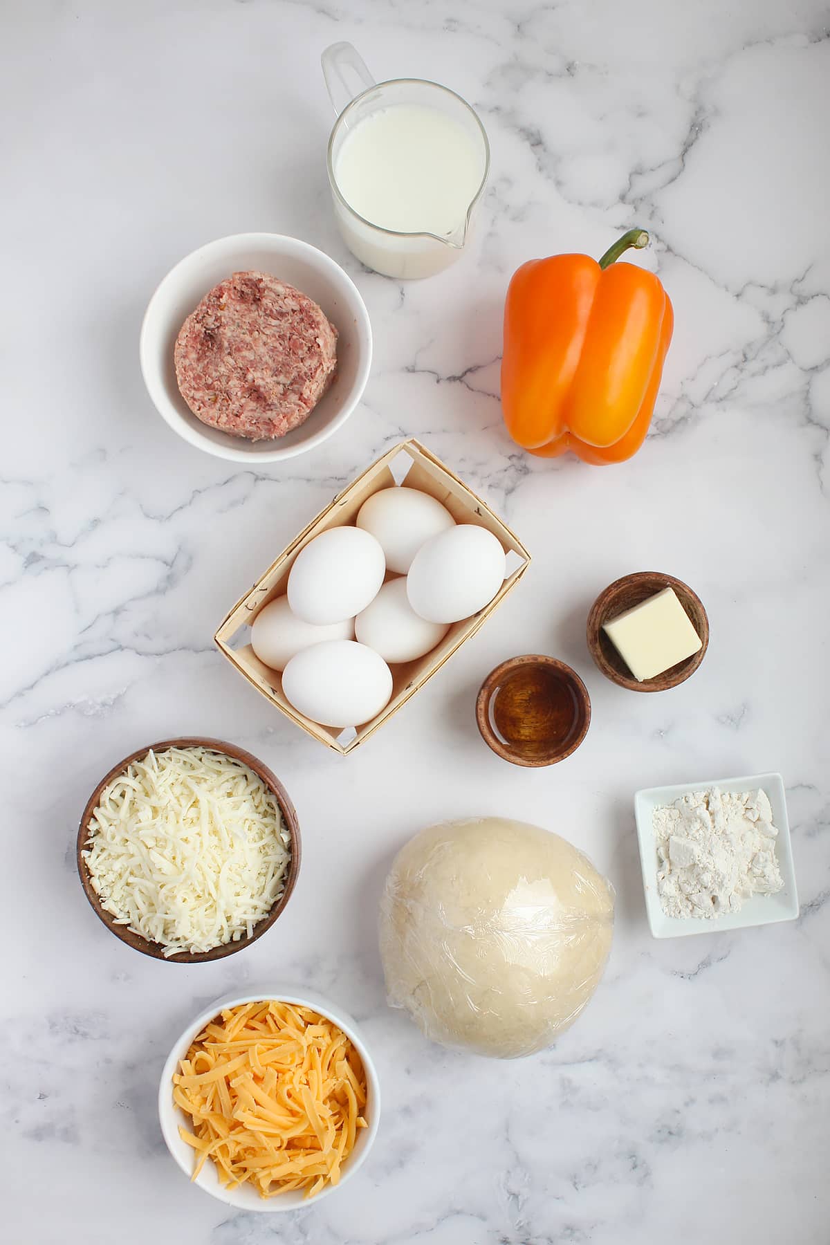 Ingredients you need for breakfast pizza.