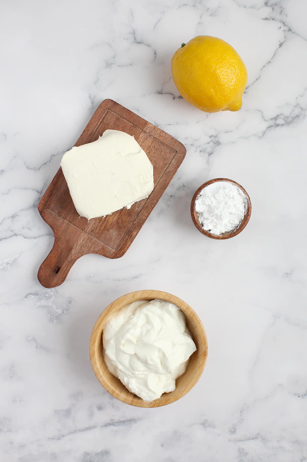 Ingredients to make lemon fruit dip.