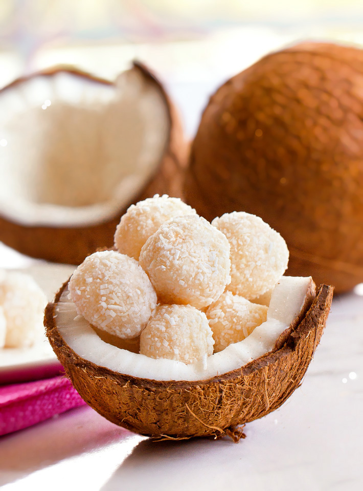 Coconut Balls In Coconut Shell