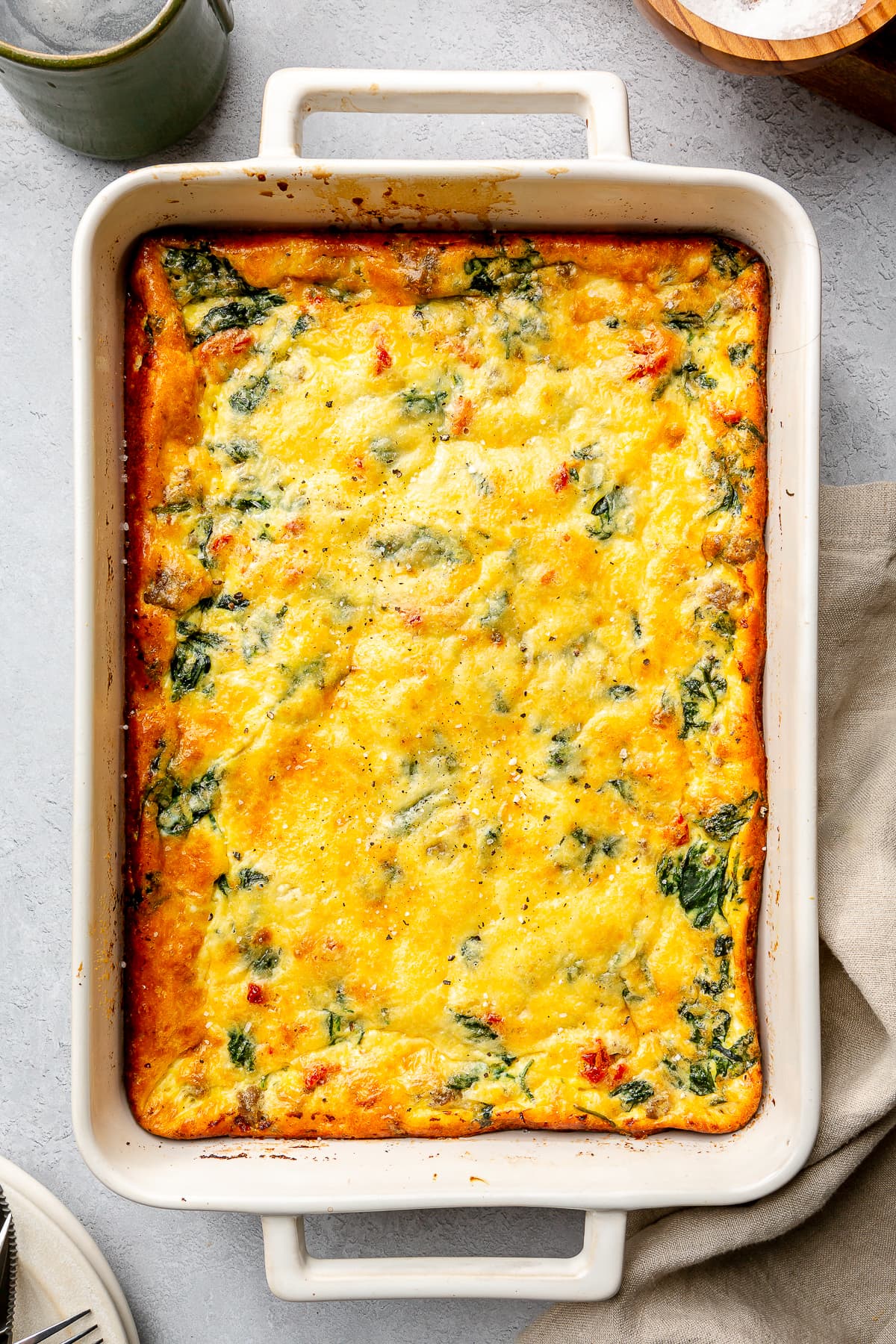 Breakfast Casserole with Spinach Sausage and Cheese
