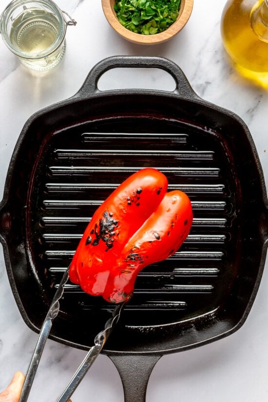 charring red peppers