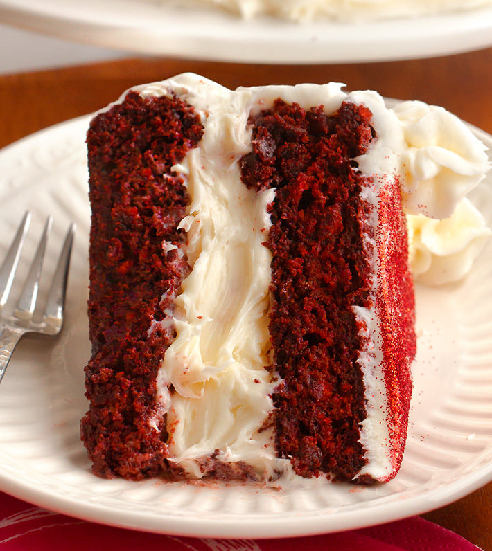 Homemade Red Velvet Cake Double Layer Slice